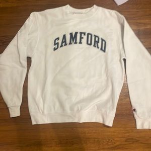 Champion White Samford University Crewneck Sweatshirt